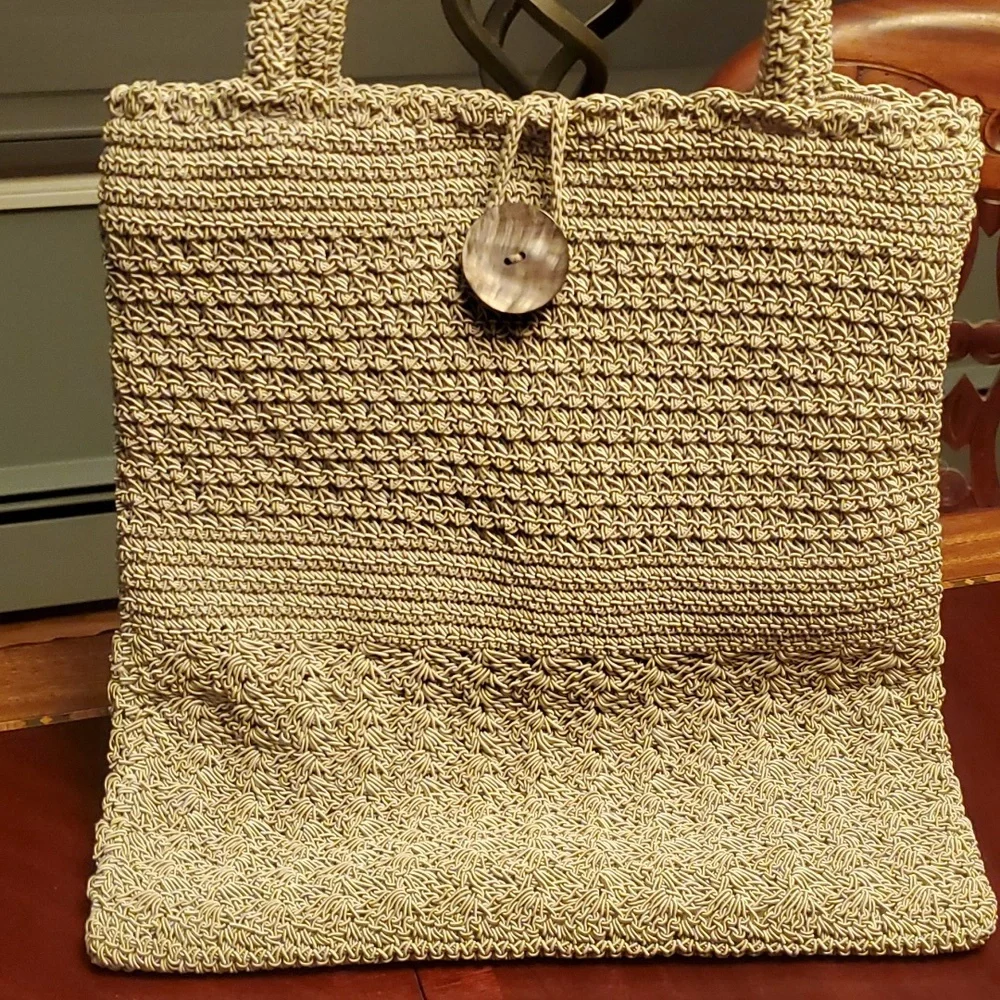J. Jill Beige Woven Straw Satchel